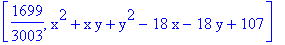 [1699/3003, x^2+x*y+y^2-18*x-18*y+107]